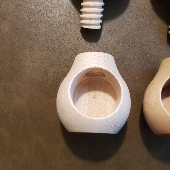 x2 NWT Handmade Wooden Mushroom Nutcrackers Made in EuropeRed Polka Brown Tan - Picture 14 of 16